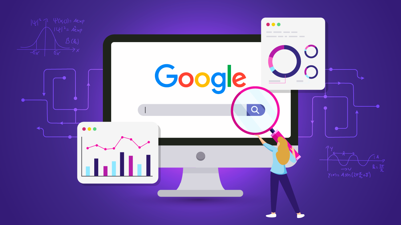 Βελτιστοποίηση SEO με παρακολούθηση δεδομένων – εικόνα υπολογιστή και σήμα SEO